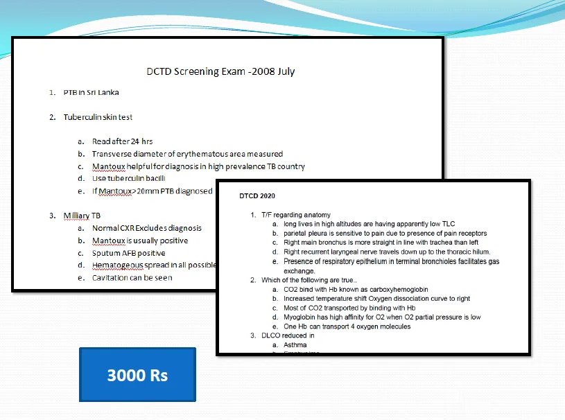 DCTD SCREENING  EXAM PAPERS