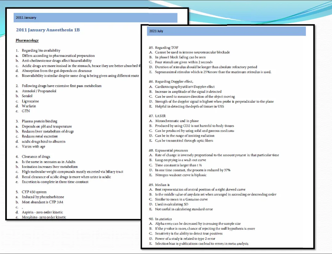 1B Past MCQ papers
