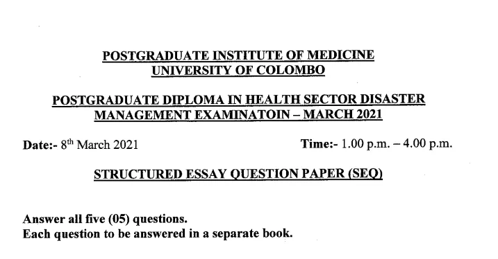 Disaster Management Past Papers